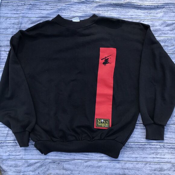 Miss Saigon Vtg 1988 Crewneck Sweatshirt Musical Xl L Broadway 80s Grunge Goth - Picture 1 of 5